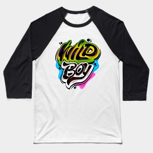 Wild Boy Typography Lettering Baseball T-Shirt